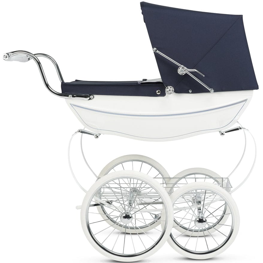 Silver Cross Oberon Toy Doll Pram - White & Navy - SX605-US