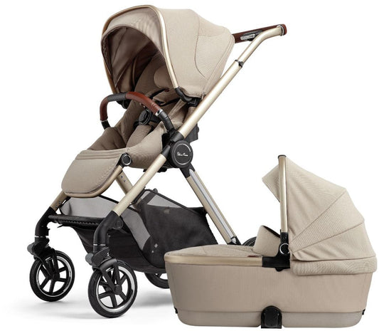 Silver Cross Reef 2 Stroller + Folding Bassinet Bundle - Stone - SX2312-STBNDL
