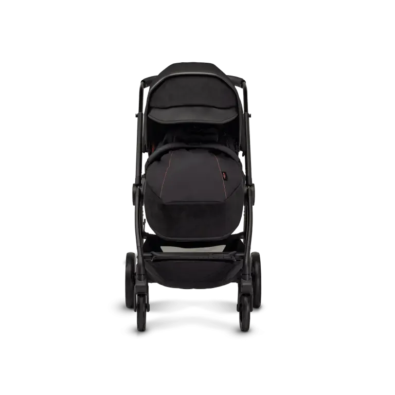 Silver Cross black stroller viewed from the front