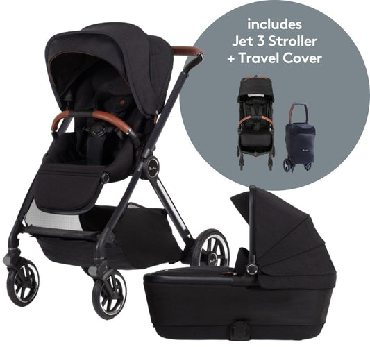 Silver Cross Reef & Jet 3 Newborn Stroller Bundle - Orbit / Black - SX2272-OB-SX2274-OBUS-SX2275-BKUS