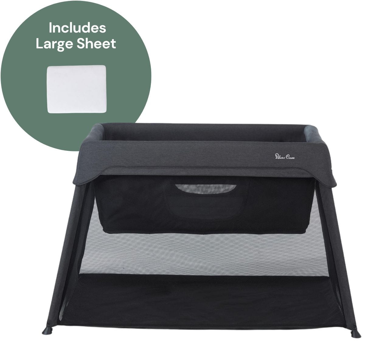 Silver Cross Slumber Sleep & Go Travel Crib + Large Sheet Bundle - Carbon / White - SX8138-00US-SX1501-00