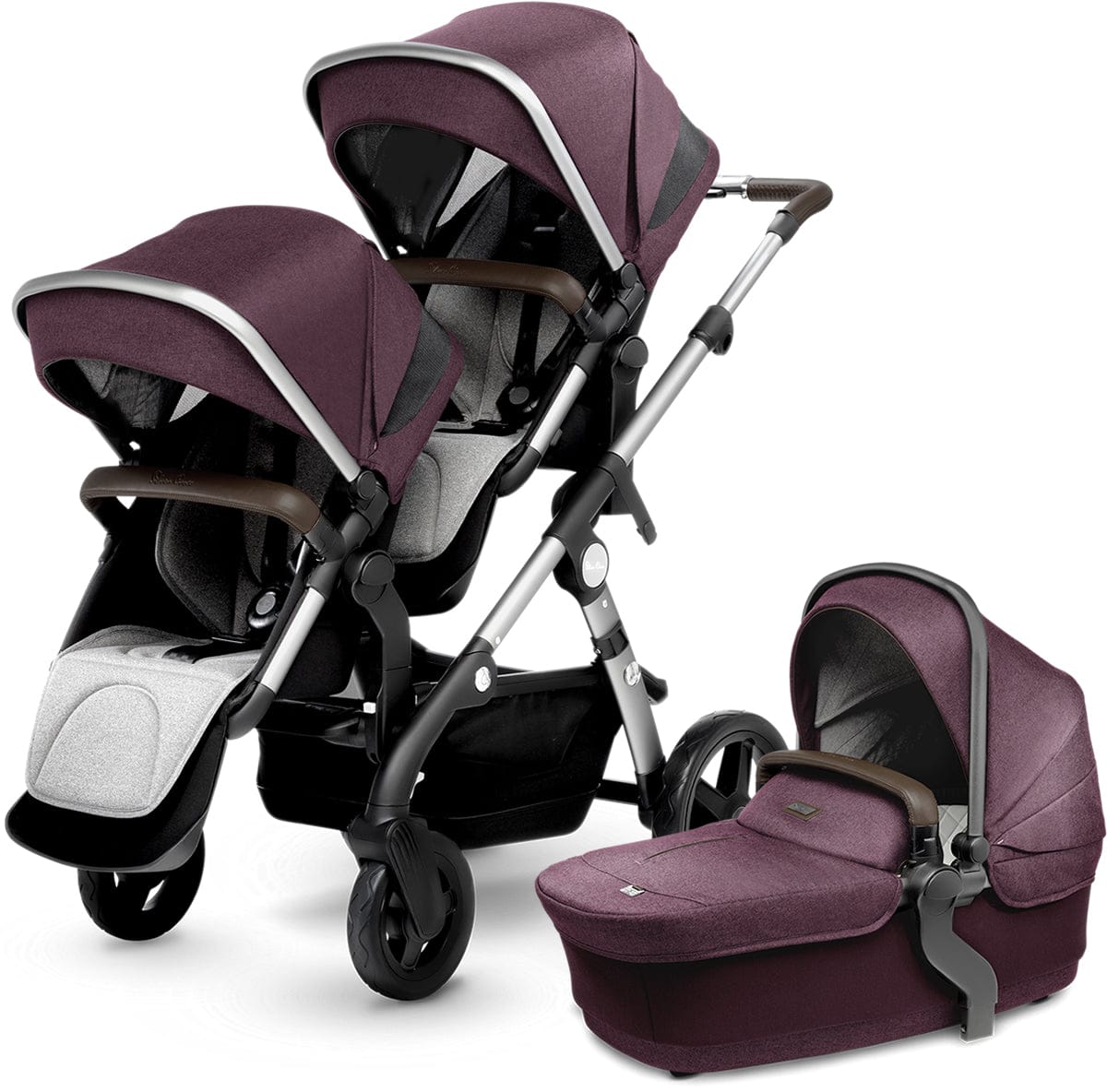 Silver Cross 2018 Wave Double Stroller - Claret