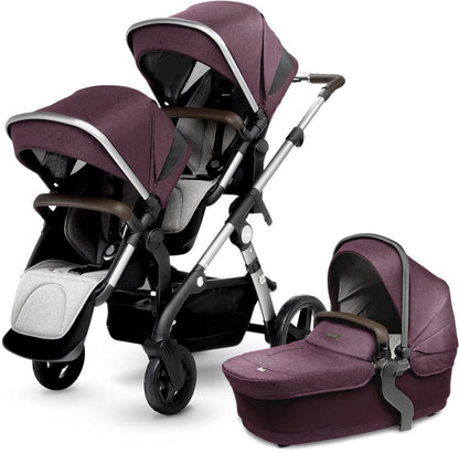Silver Cross 2018 Wave Double Stroller - Claret