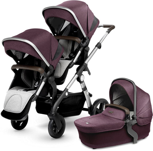 Silver Cross 2018 Wave Double Stroller - Claret - SX2071-CLUS1-DBL
