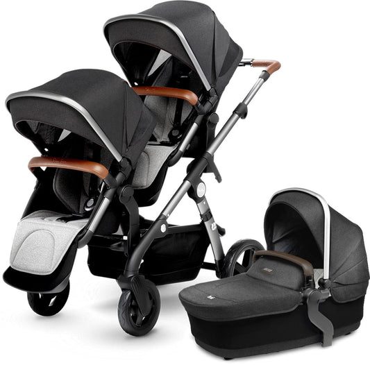 Silver Cross 2018 Wave Double Stroller - Granite - SX2072-GRUS1-DBL