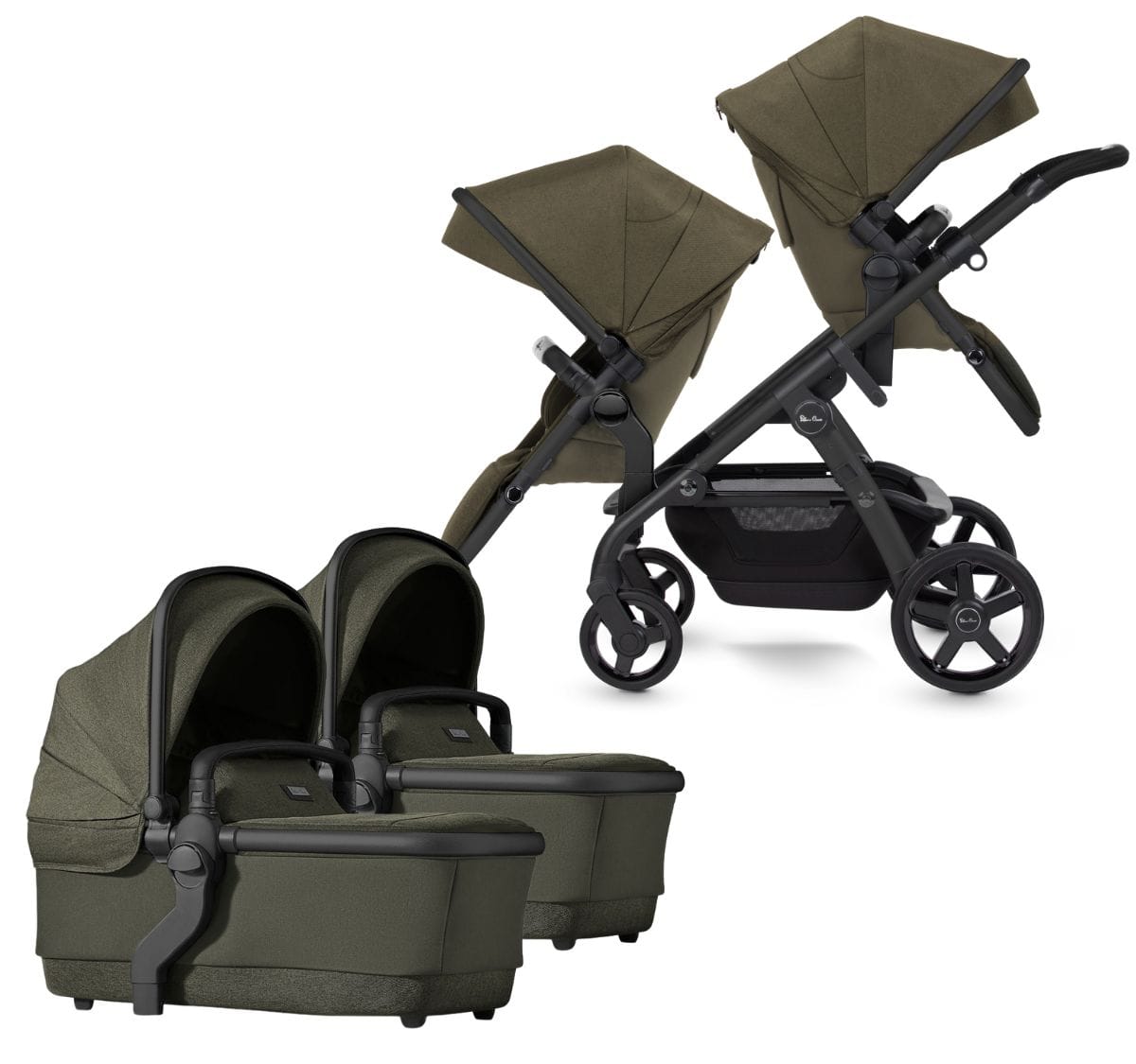 Silver Cross Wave Twin Stroller Bundle - Cedar - SX2280-CDUS-SX2278-CDUS-SX2277-CDUS