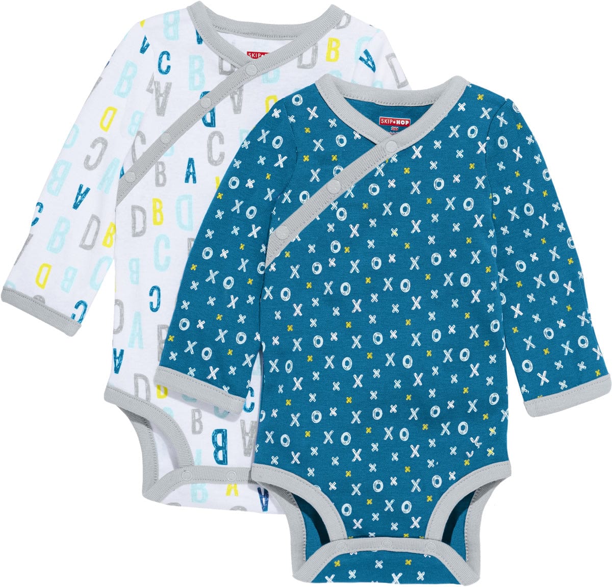 Skip Hop ABC-123 Long Sleeve Bodysuit Set, 2-Pack - Blue (3 Months) - 279407-3M