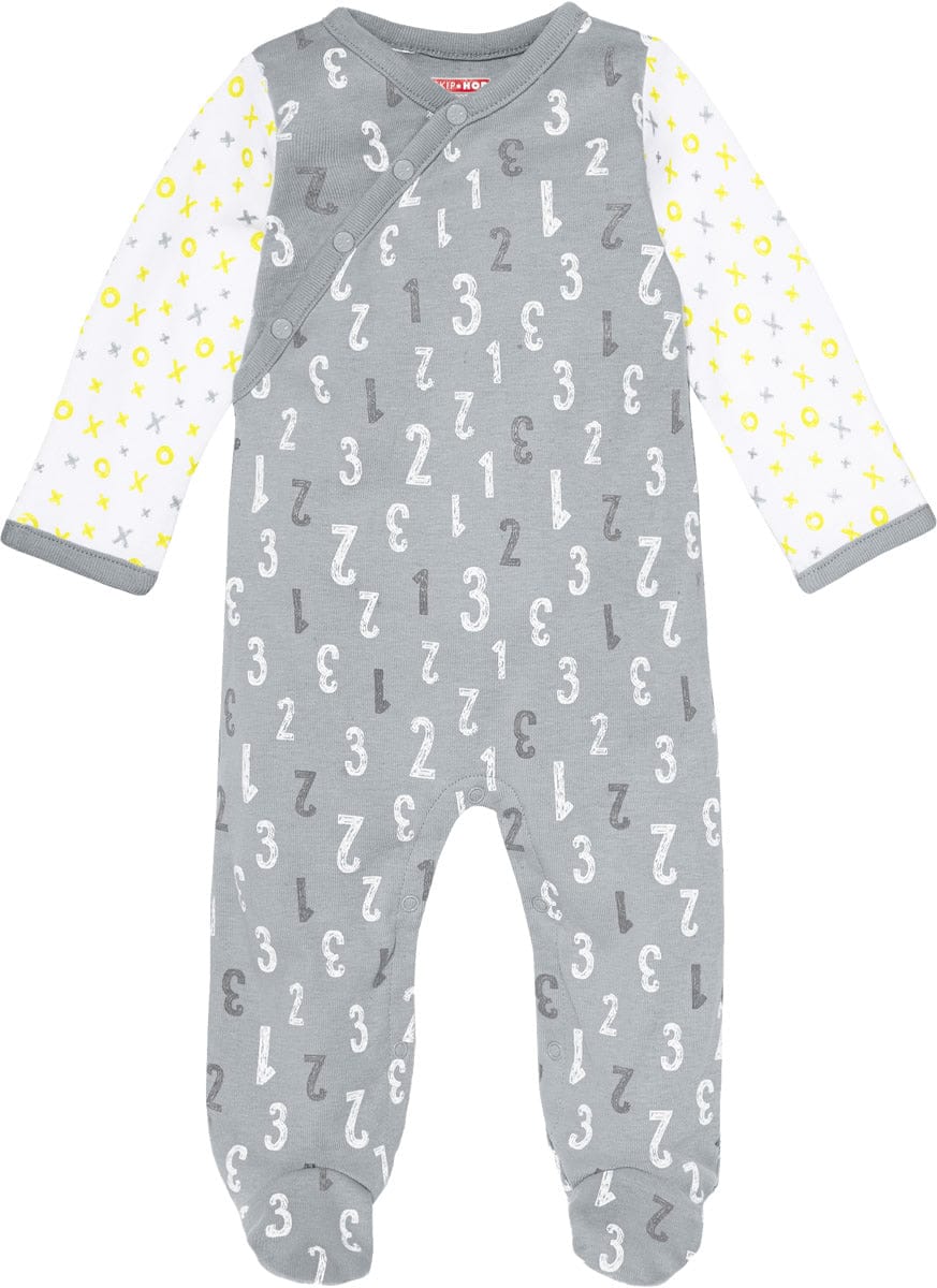 Skip Hop ABC-123 Side Snap Footie - Grey (3 Months) - 279411-3M