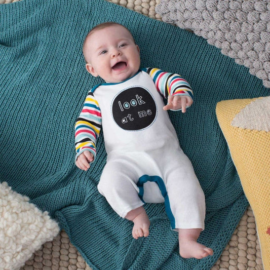 Skip Hop Baby Says Long Sleeve Romper, Look at Me - Stripes (9 Months) - 279506-9M