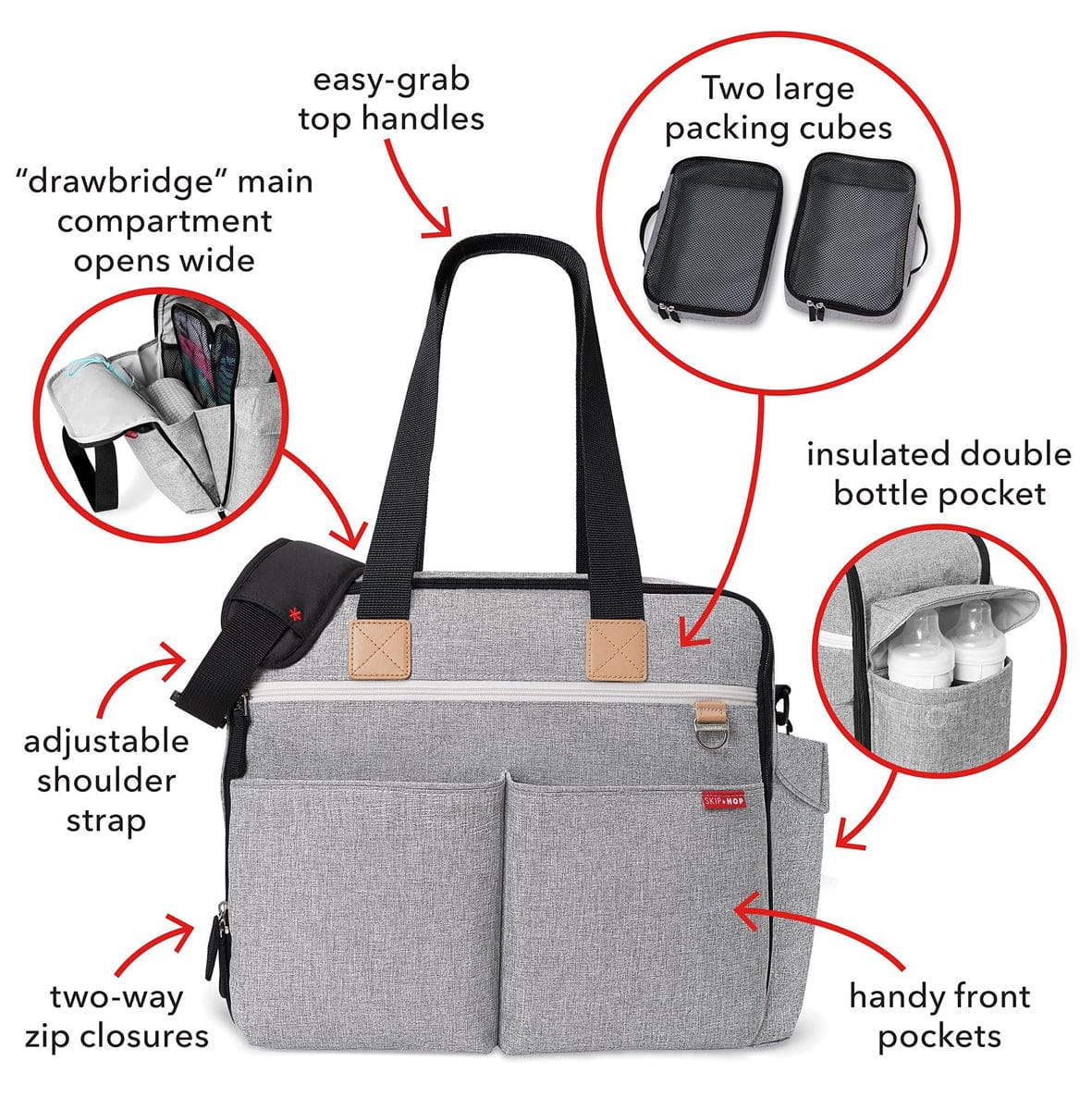 Skip Hop Duo Weekender Diaper Bag - Grey Melange - 201400