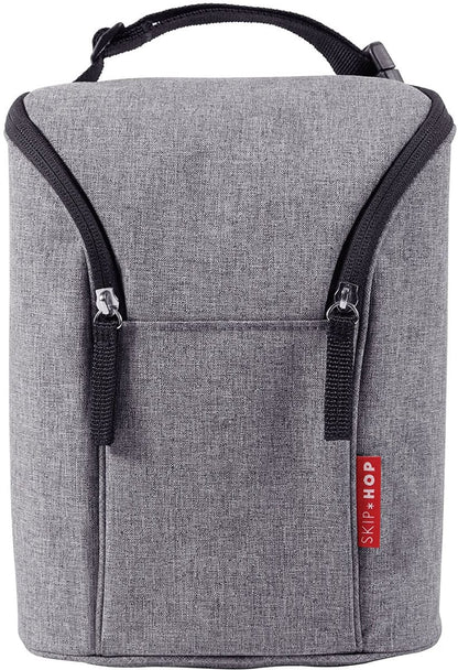 Skip Hop Grab & Go Double Bottle Bag - Heather Grey