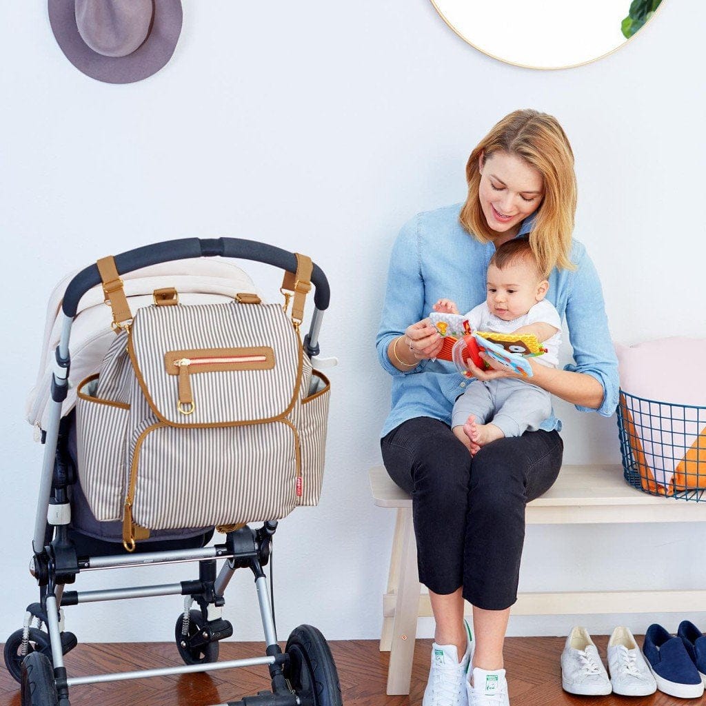 Skip Hop Grand Central Take-It-All Backpack Diaper Bag  - French Stripe