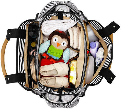 Skip Hop Grand Central Take-it-All Diaper Bag - Black Stripes