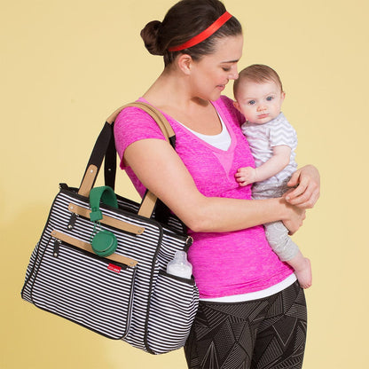 Skip Hop Grand Central Take-it-All Diaper Bag - Black Stripes
