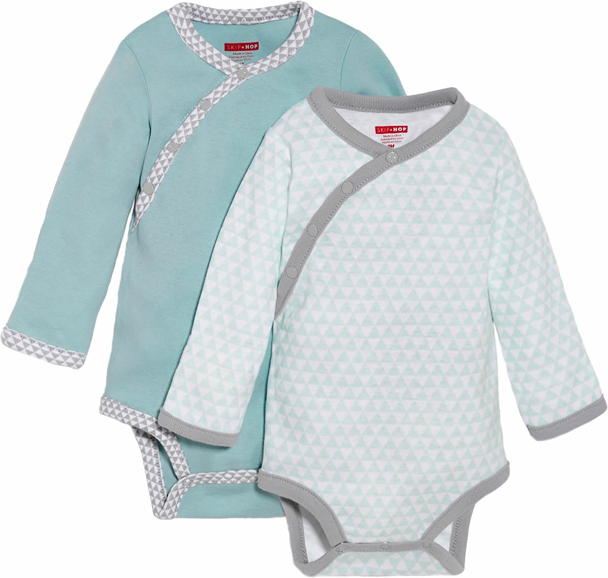 Skip Hop Petite Triangles 2-Pack Long Sleeve Bodysuits - Blue (3 Months) - 279270-3M