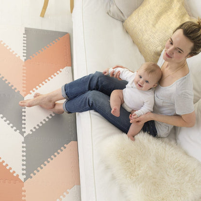 Skip Hop Playspot Geo Interlocking Foam Tiles - Grey / Peach