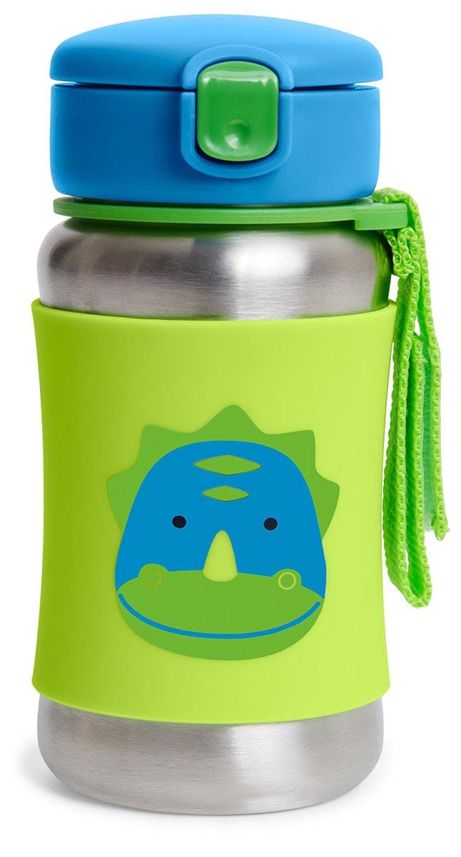 Skip Hop Zoo Stainless Steel Straw Bottle - Dino