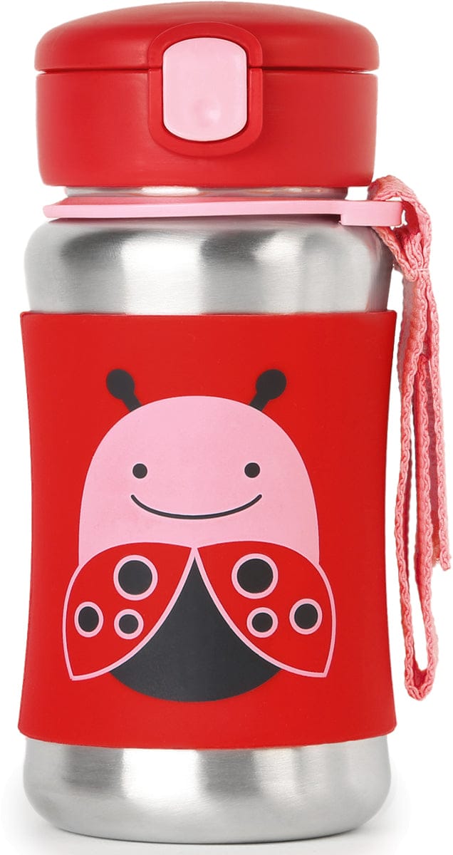 Skip Hop Zoo Stainless Steel Straw Bottle - Ladybug