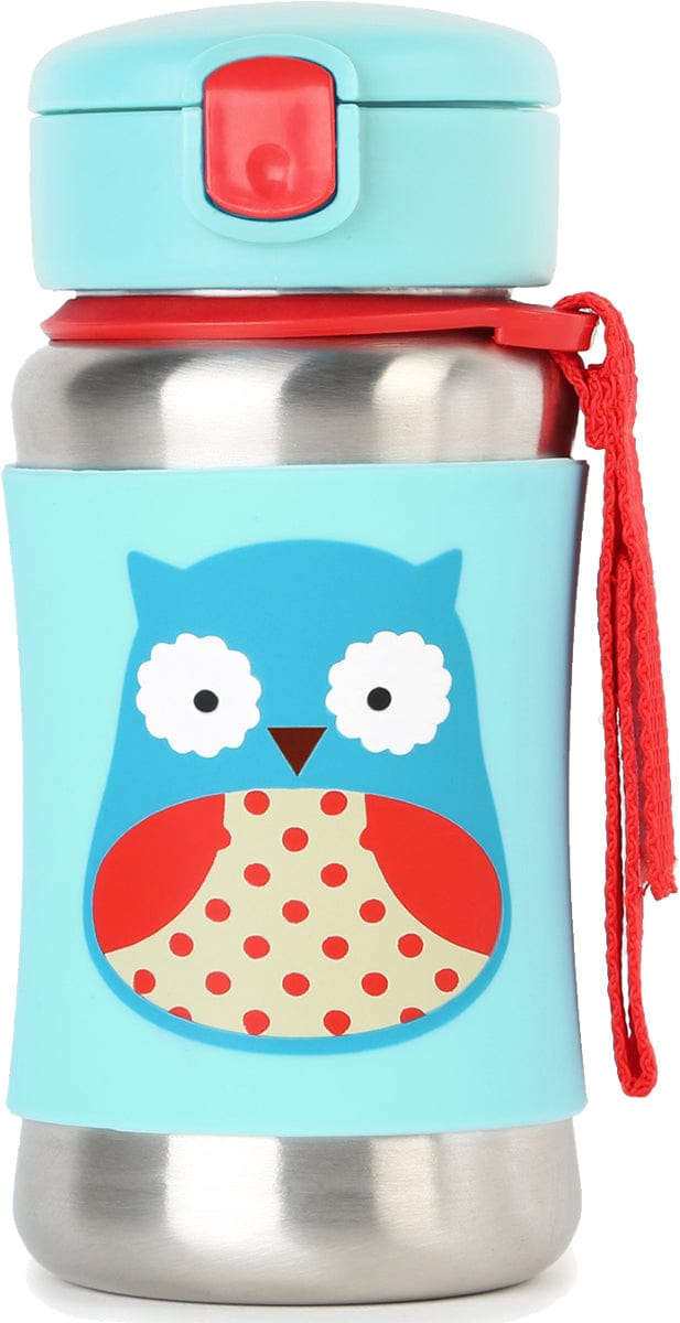 Skip Hop Zoo Stainless Steel Straw Bottle - Owl