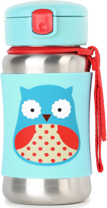 Skip Hop Zoo Stainless Steel Straw Bottle - Owl