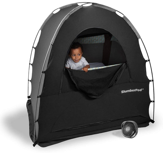 SlumberPod Privacy Canopy with Fan - Black - SQ1647107-BLK-C
