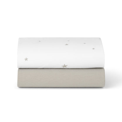 Snuz Bassinet Fitted Sheets, 2 Pack - White/Star - USBD028BQ