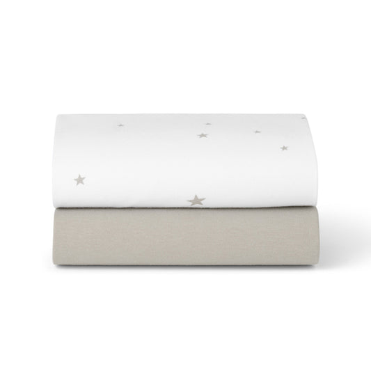 Snuz Bassinet Fitted Sheets, 2 Pack - White/Star - USBD028BQ