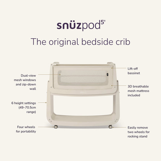 Snuz SnuzPod 5 Bedside Bassinet - Cashmere - USFN050G
