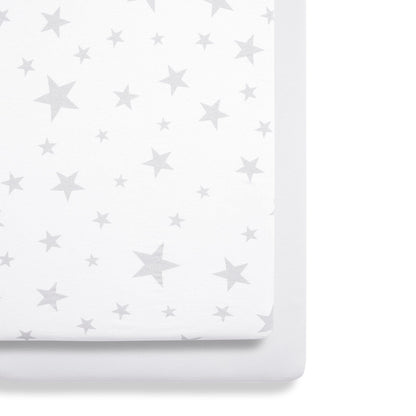 Snuz SnuzPod Crib Fitted Sheets, 2 Pack - Grey Star - BD028BB