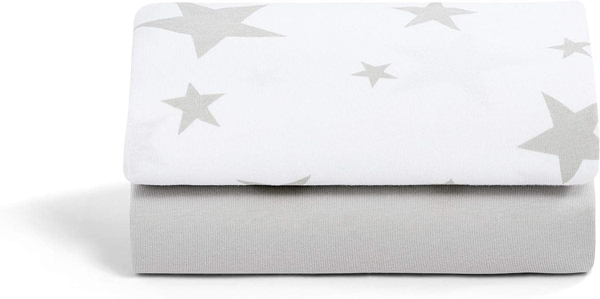 Snuz SnuzPod Crib Fitted Sheets, 2 Pack - Grey Star - BD028BB