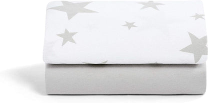Snuz SnuzPod Crib Fitted Sheets, 2 Pack - Grey Star - BD028BB
