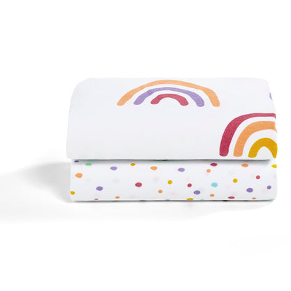 Snuz SnuzPod Crib Fitted Sheets, 2 Pack - Multi Rainbow - BD028BJ