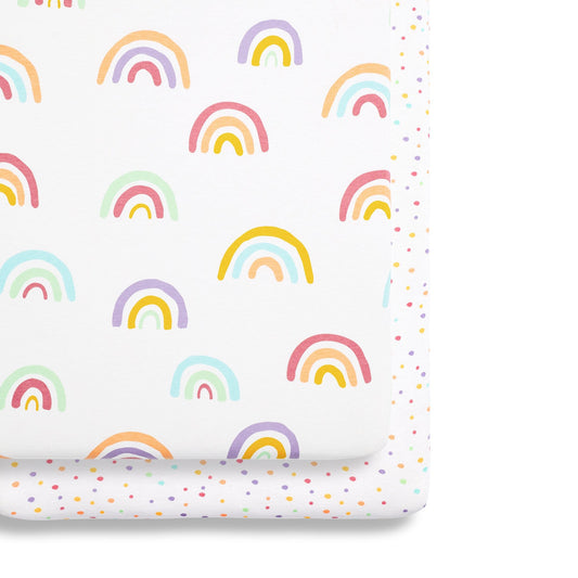 Snuz SnuzPod Crib Fitted Sheets, 2 Pack - Multi Rainbow - BD028BJ