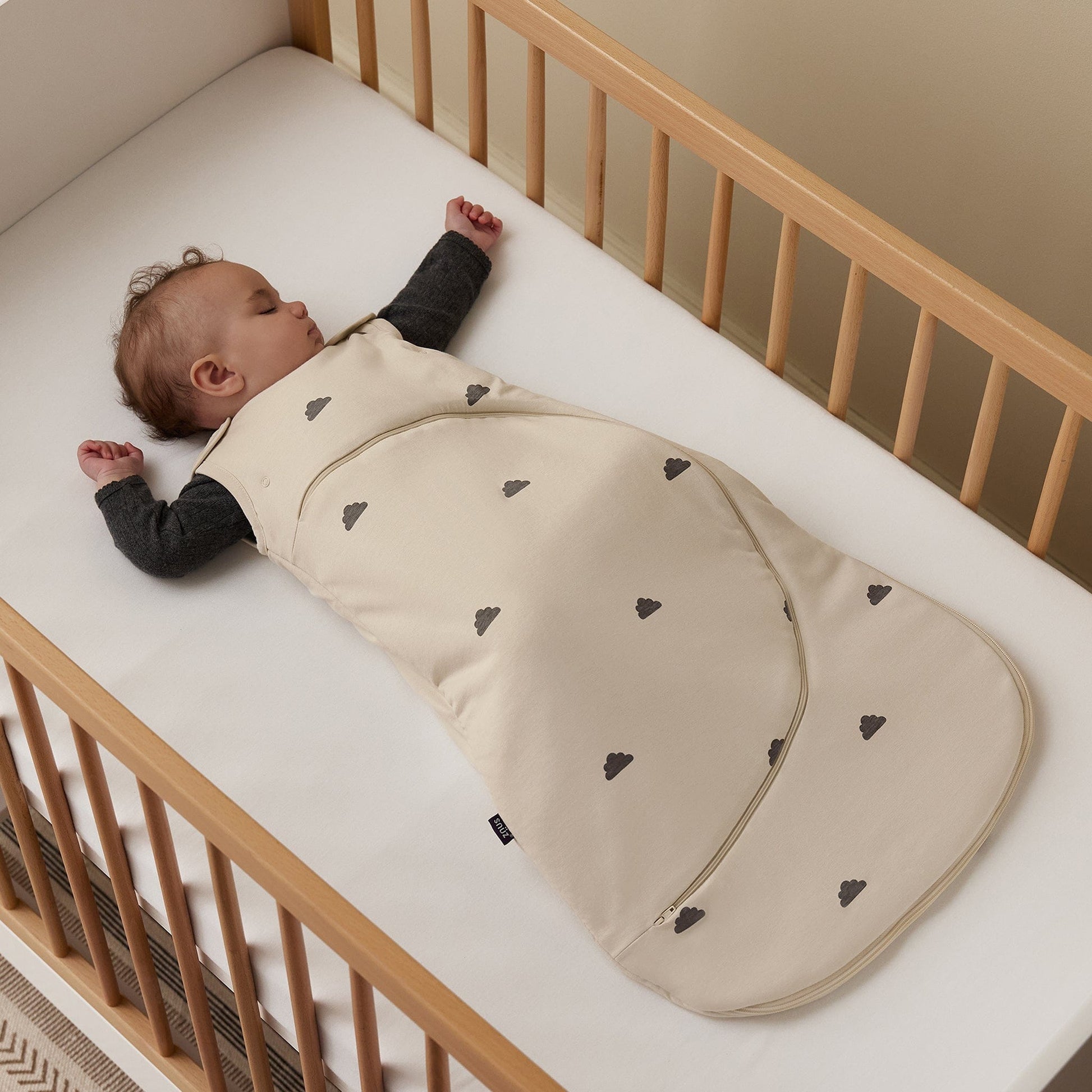 Snuz SnuzPouch Sleeping Bag, 1.0 TOG - Sand/Cloud (0-6 months) - USSW008AA