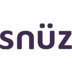Purple lowercase logo "snüz" with umlaut over 'u', centered on white background.