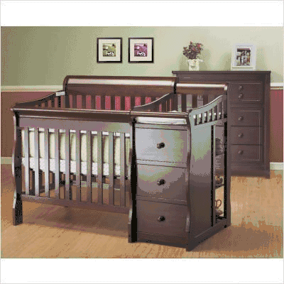 Sorelle Newport Mini Convertible Crib and Changer - Merlot