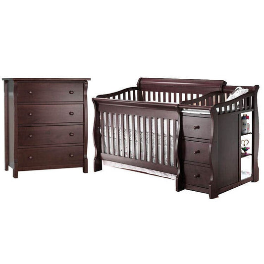 Sorelle Tuscany 2 Piece Nursery Set in Espresso - Crib & 4 Drawer Dresser - 1050-1811E