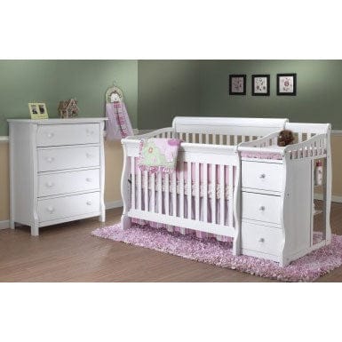 Sorelle Tuscany 2 Piece Nursery Set in White - Crib & 4 Drawer Dresser - 1050-1812W