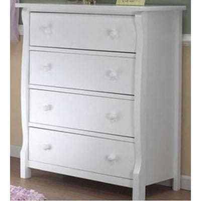 Sorelle Tuscany 2 Piece Nursery Set in White - Crib & 4 Drawer Dresser - 1050-1812W