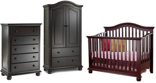 Sorelle Vista 3 Piece Nursery Set in Espresso - Crib, 5 Drawer Dresser & Armoire - 261V2610V2641E