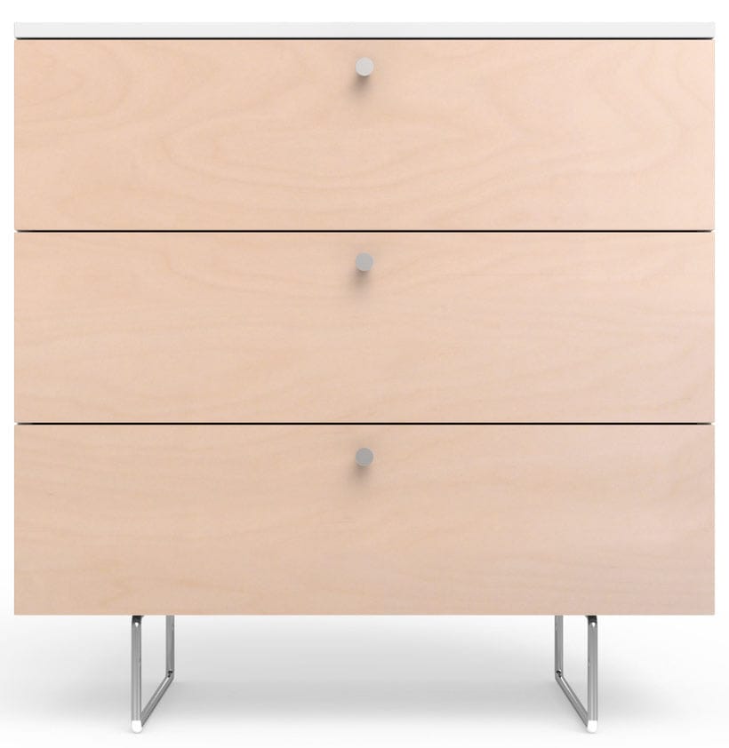 Spot On Square Alto Dresser 34" - White/Birch - ALTO3DRAWER34BI