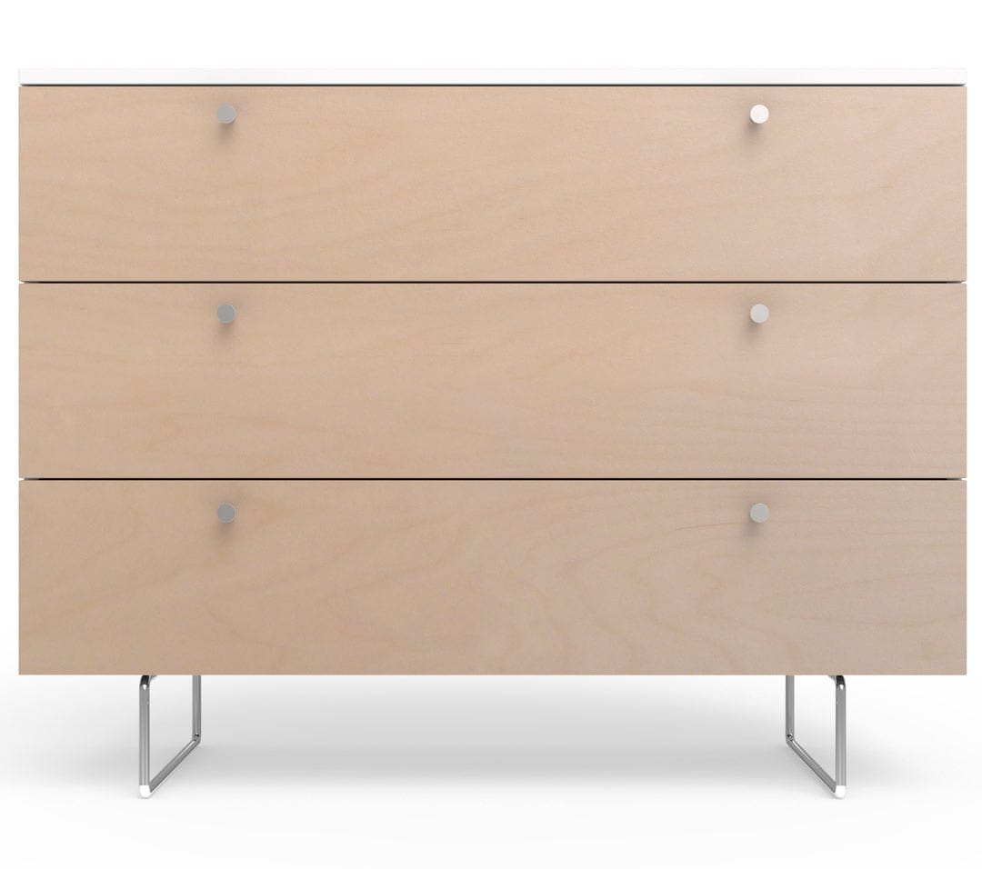 Spot On Square Alto Dresser 45" - White/Birch - ALTO3DRAWER45BI