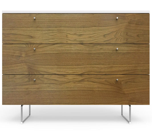 Spot On Square Alto Dresser 45" - White/Walnut - ALTO3DRAWER45WA