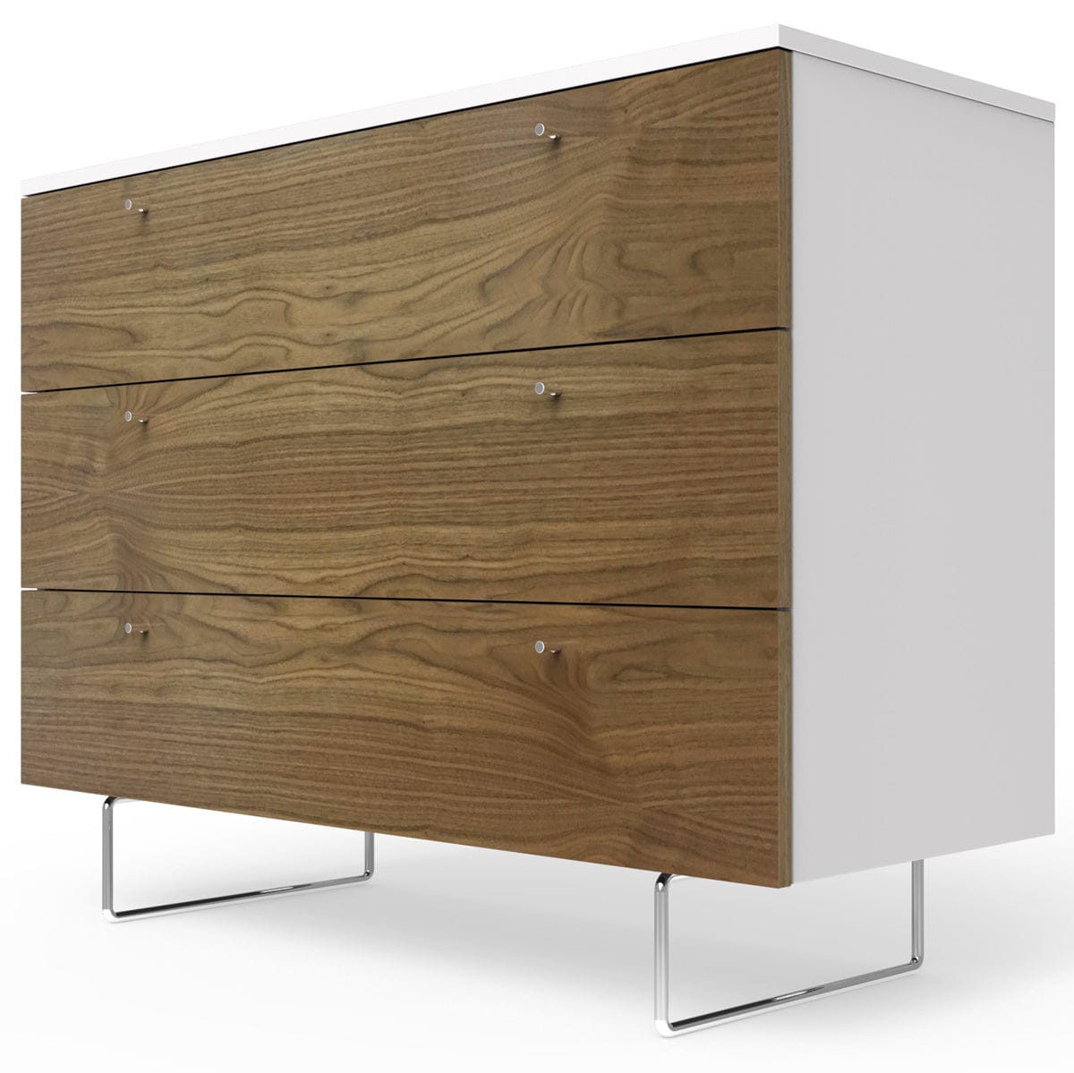 Spot On Square Alto Dresser 45" - White/Walnut - ALTO3DRAWER45WA