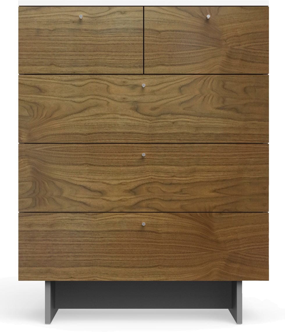 Spot On Square Roh 5 Drawer Dresser - White/Walnut - ROH5DRAWER34WA