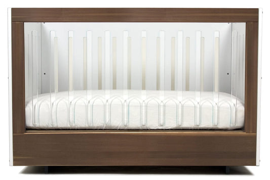 Spot On Square Roh Crib - White/Walnut - 1 Side Acrylic - RC13001-WW1