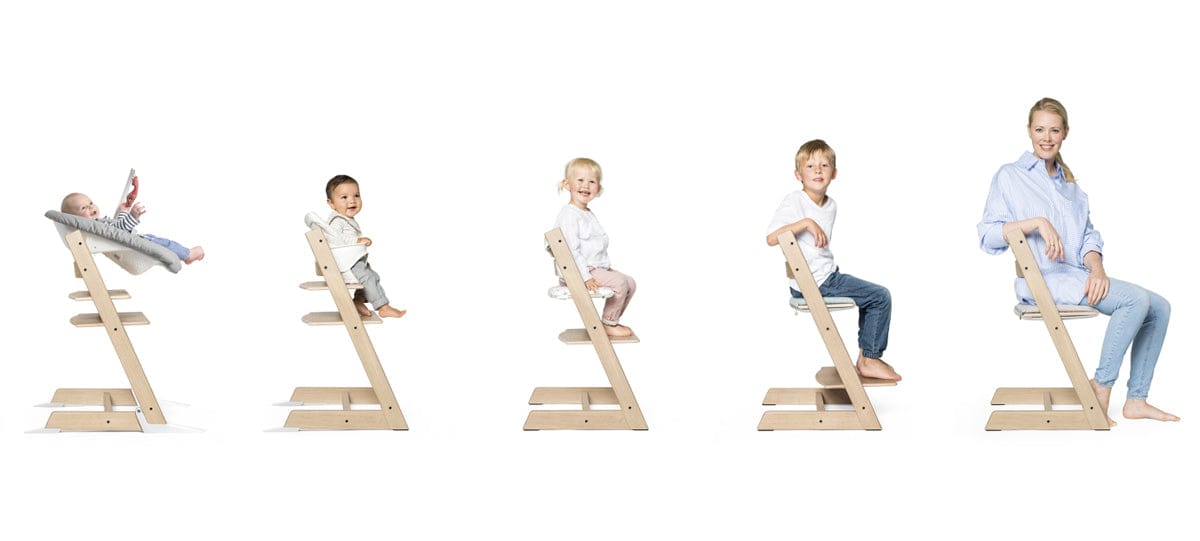 Tripp Trapp High Chair and Cushion with Stokke Tray -- Natural/Beige Stripe