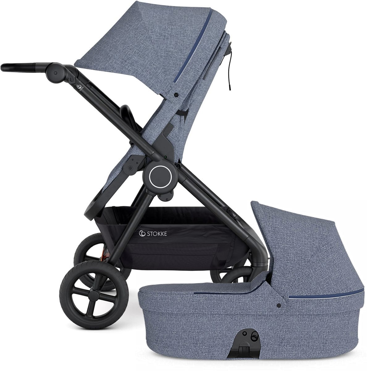 Stokke Beat Stroller & Carry Cot - Blue Melange