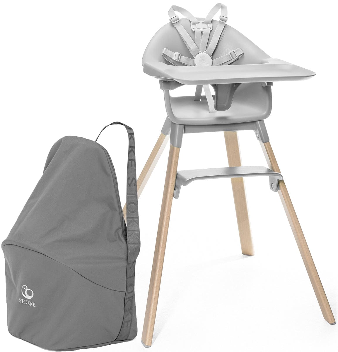 Stokke Clikk High Chair Travel Bundle - Cloud Grey - 552101-571301