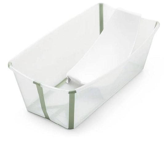 Stokke Flexi Bath Heat Sensitive Tub + Newborn Support - Transparent Green